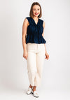 Y.A.S Nona Tied Peplum Top, Navy Blazer