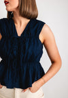 Y.A.S Nona Tied Peplum Top, Navy Blazer