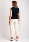 Y.A.S Nona Tied Peplum Top, Navy Blazer