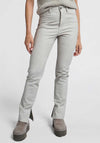 Yaya Long Split Hem Faux Leather Trousers, Light Grey