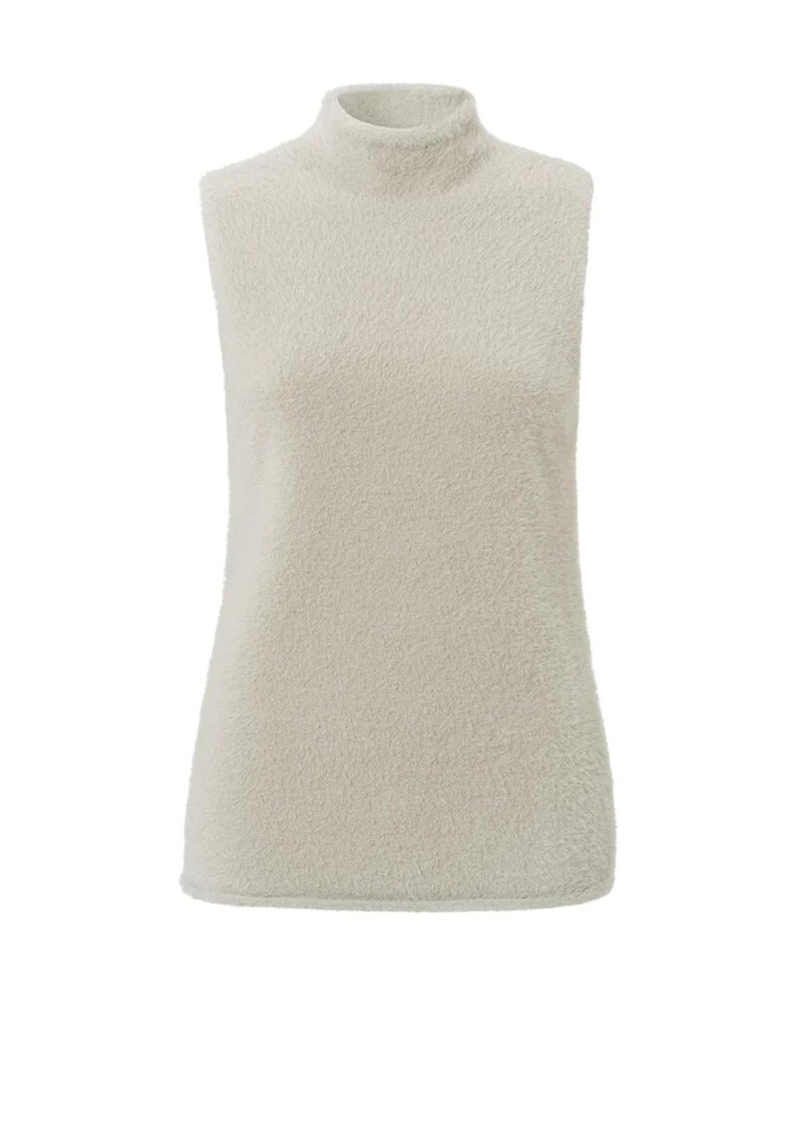 YAYA Sleeveless Fluffy Sweater, Pure Cashmere Brown - McElhinneys