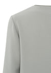 YAYA Faux Leather Accent V-Neck Blouse, Paloma Grey