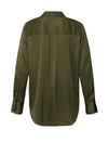 YAYA V-Neck Satin Blouse, Dark Army Green