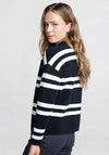 Yaya Striped Polo Neck Jumper, Black