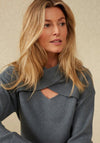 YAYA Crossover Neckline Sweater, Stormy Weather Blue