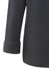 YAYA Turtleneck Ribbed Sweater, Pinstripe Grey