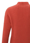 YAYA Ribbed Turtleneck Sweater, Ochre Red