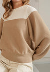 Yaya Loose Fit Batwing Sleeve Sweater, White Pepper & Beige