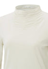 YAYA Ruched Neckline Top, Silver Birch Sand