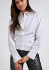 Yaya Ruched Button Up Shirt, White