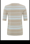 Yaya Striped Short Sleeve Knit Sweater, White Pepper Beige