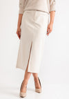 Yaya Slit Detail Pencil Skirt, Cream