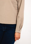 YAYA Round Neck Balloon Sleeve Sweatshirt, Aluminium Beige