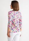 Leon Collection Floral Button Neck Top, Pink Multi