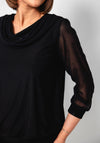 Leon Collection Chiffon Cowl Neck Patterned Top, Black