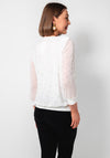 Leon Collection Chiffon Cowl Neck Patterned Top, White