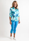 Leon Collection Tropical Print Top, Green & Blue