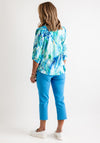 Leon Collection Tropical Print Top, Green & Blue