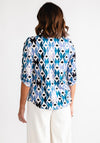 Leon Collection Diamond Print Blouse, Blue Multi