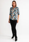 Leon Collection Floral Leopard Print Blouse, Blue Multi