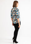 Leon Collection Floral Leopard Print Blouse, Blue Multi