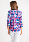 Leon Collection Geometric Print Top, Blue & Pink