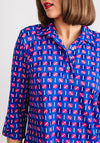 Leon Collection Geo Dot Print Top, Royal Blue & Pink