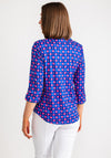 Leon Collection Geo Dot Print Top, Royal Blue & Pink