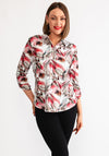 Leon Collection Floral Print Blouse, Red Multi