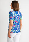 Leon Collection Marbleised Print Top, Blue Multi