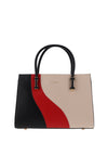 Zen Collection Colour Block Wave Grab Bag, Black Red Beige