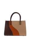 Zen Collection Colour Block Wave Grab Bag, Coffee Brown Apricot