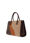 Zen Collection Colour Block Wave Grab Bag, Coffee Brown Apricot