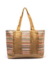 Zen Collection Woven Multi Tote Bag, Beige Multi