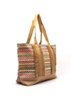 Zen Collection Woven Multi Tote Bag, Beige Multi