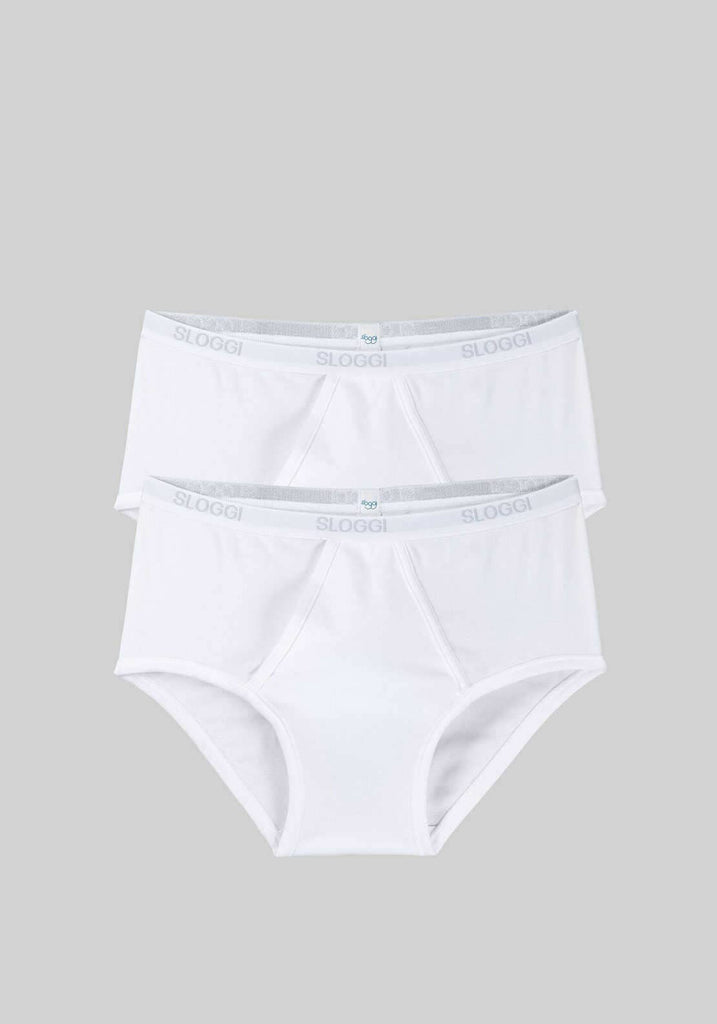 Sloggi Mens Basic 2 Pack Maxi Trunks, White - McElhinneys