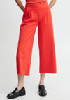 Ichi Kate Cropped Wide Jogger Trousers, Poppy Red