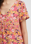 Ichi Vera V-Neck Floral Print Blouse, Carmine