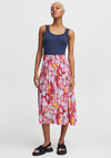 Ichi Marble Print Midi Skirt, Carmine Multi