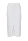 Ichi Denim Midi Skirt, White Denim