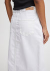 Ichi Denim Midi Skirt, White Denim