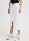 Ichi Denim Midi Skirt, White Denim