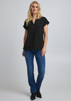 Fransa Chiffon Overlay Top, Black