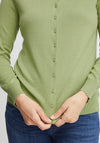 Fransa Basic Button Cardigan, Lime Green