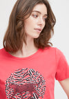 Fransa Suni Leopard Graphic T-Shirt, Coral