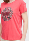 Fransa Suni Leopard Graphic T-Shirt, Coral