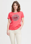 Fransa Suni Leopard Graphic T-Shirt, Coral