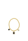 Absolute Black Halo Pendant Beaded Bracelet, Gold