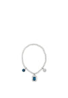 Absolute Blue Halo Pendant Beaded Bracelet, Silver