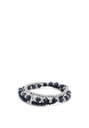 Absolute Beaded Bracelet Set of 3, Silver & Navy